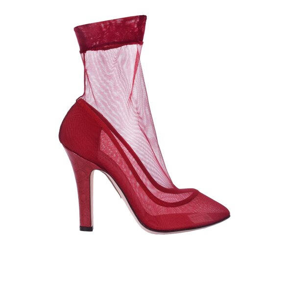 Dolce & Gabbana - Transapent Lace Tulle Croco Leather Pumps Heels Red 40 US 10 - Picture 1 of 5